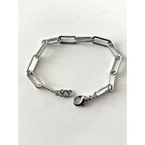 Silver Paperclip Chain Bracelet With Lobster Clasp